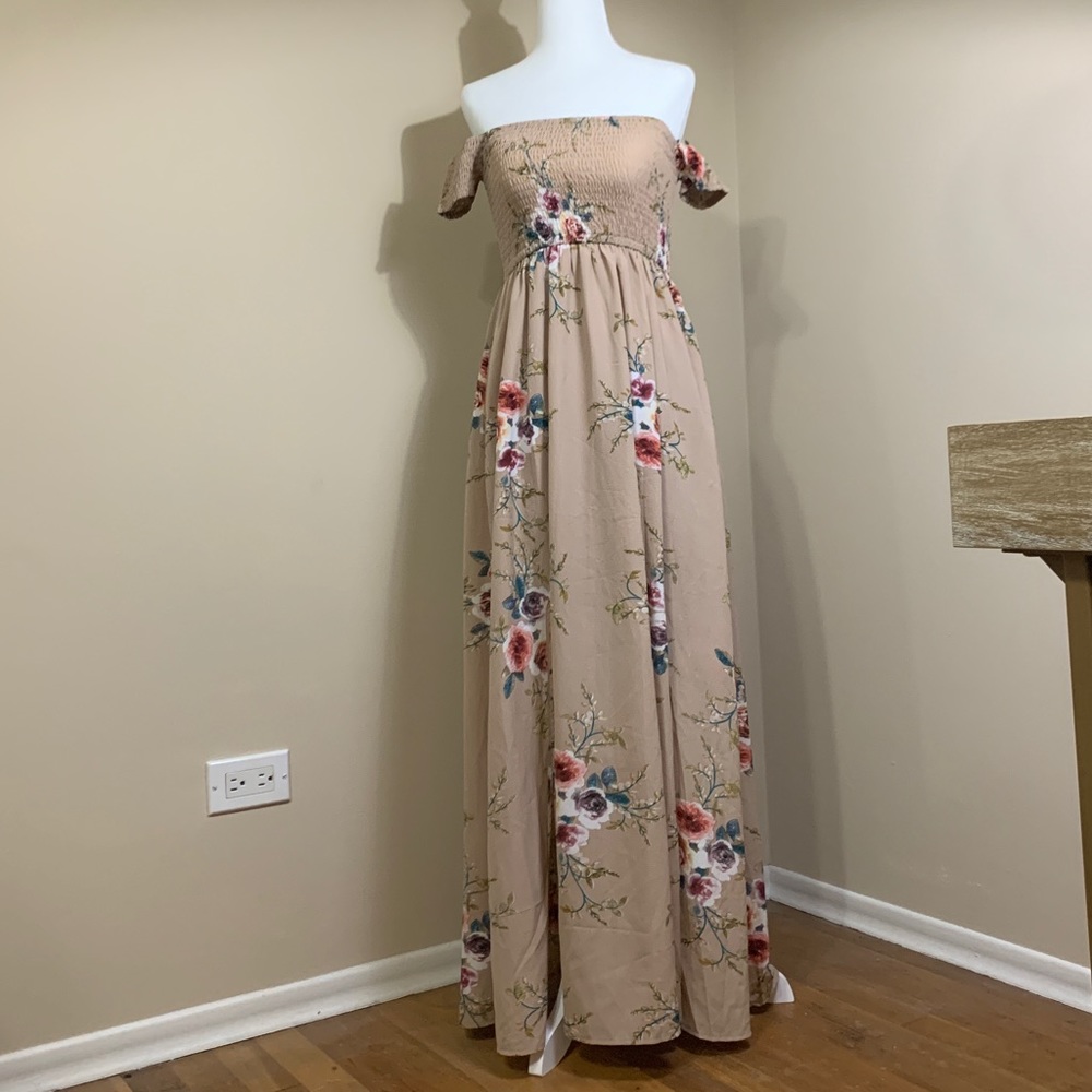 Mocha Floral Maxi Dress
